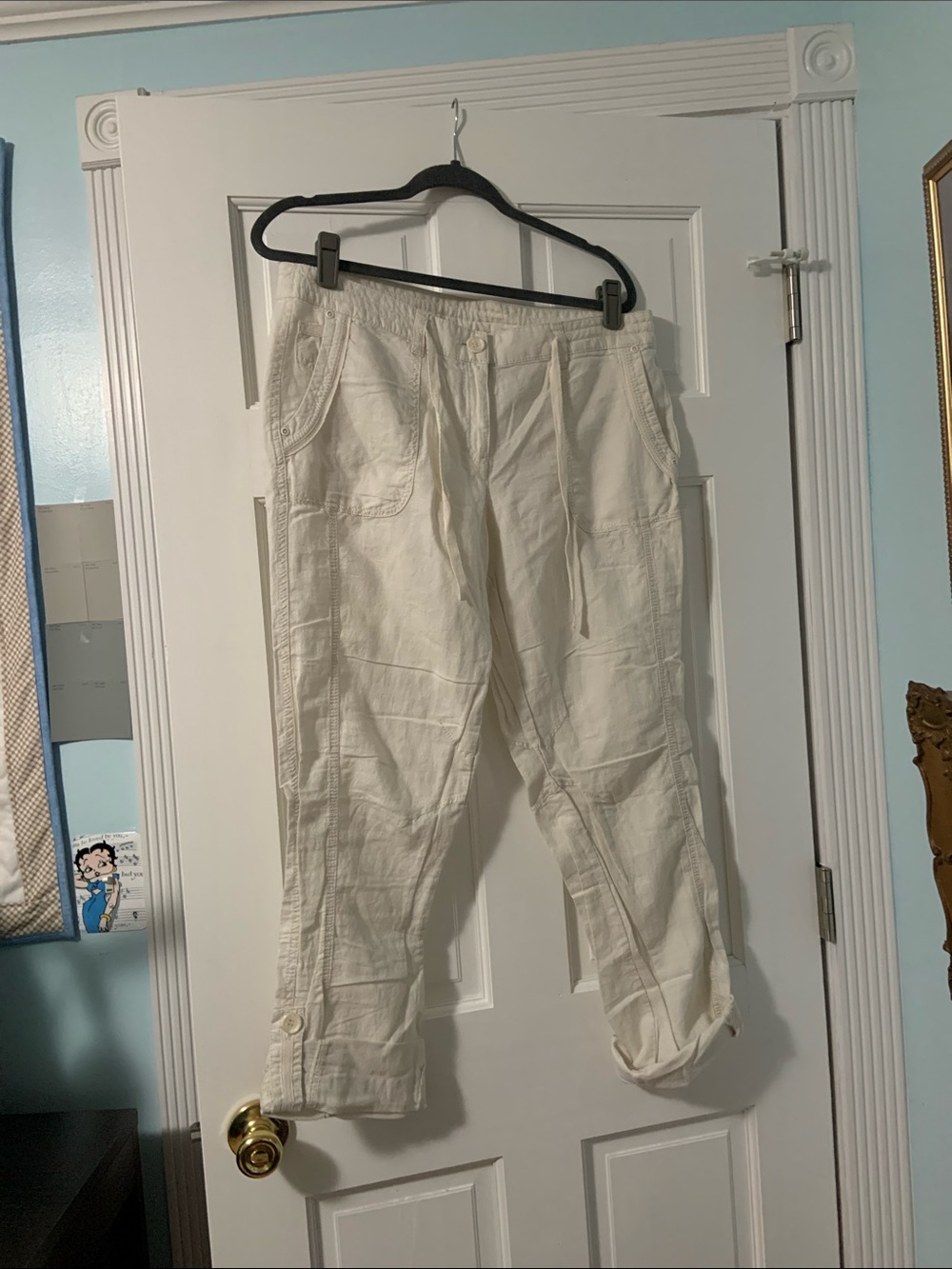 Kenar Cream Linen Adjusting Capri/Long Pants size 10